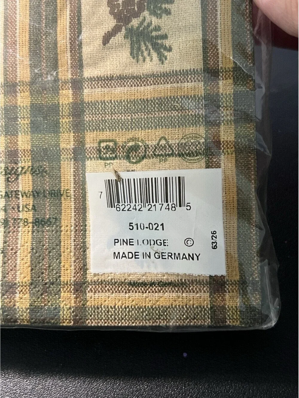 NWT Park Designs 2000s Pine Lodge Plaid Pinecone Cotton Napkins, 5”